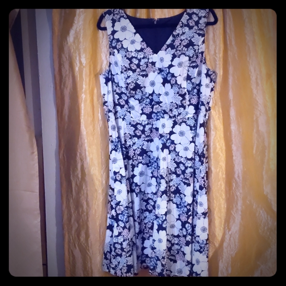 Ann Taylor Floral Sleeveless V-Neck Dress Size 16